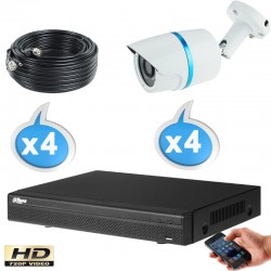 Kit vidéo surveillance 4 caméras tubes HD-CVI 1 Megapixels HD 720P + Disque dur 1000 Go